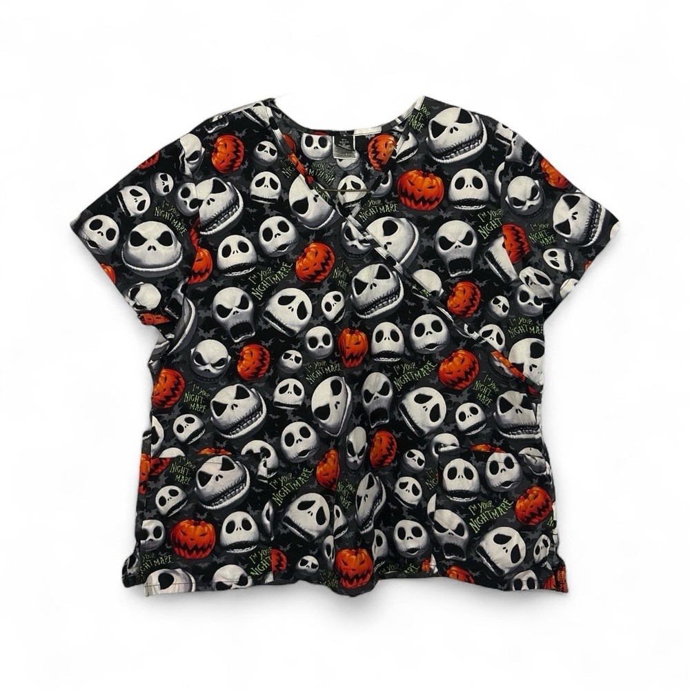 Disney The Nightmare Before Christmas Scrub Top Size 3X Short Sleeve Nurse